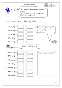 Adding and Subtracting Money Worksheets