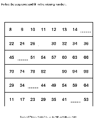 Number Sequence Worksheets Free