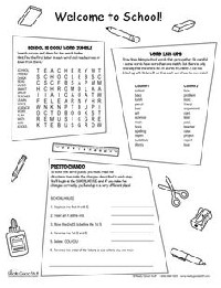 Welcome Back to School Activity Sheets