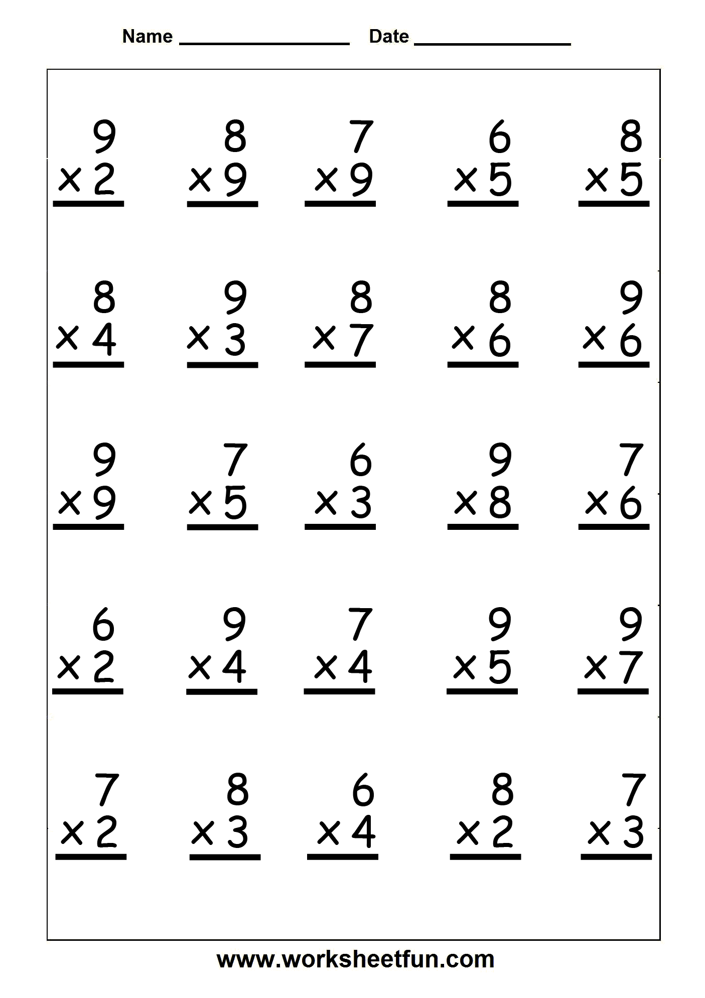Multiplication Worksheet 1 10