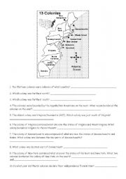 13 Colonies Printable Worksheet