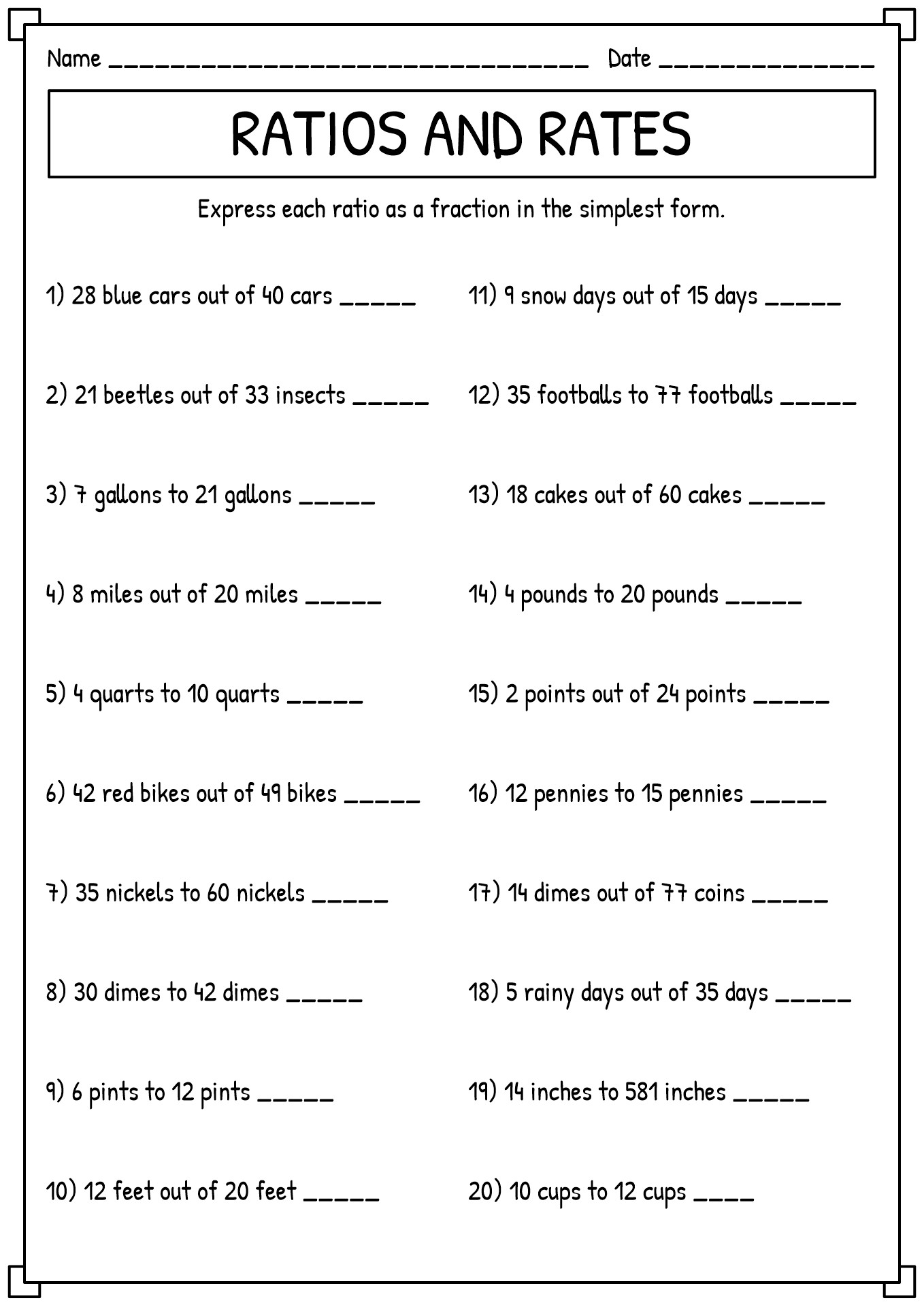 Solving Proportions Worksheet Answers