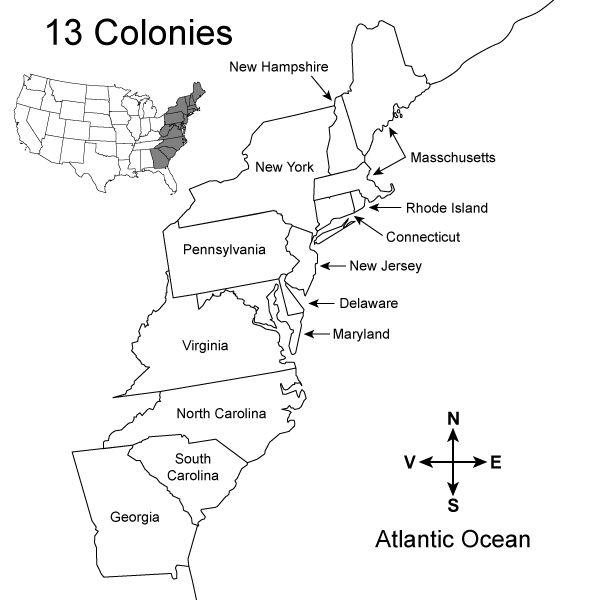 Blank 13 Colonies Map Worksheet