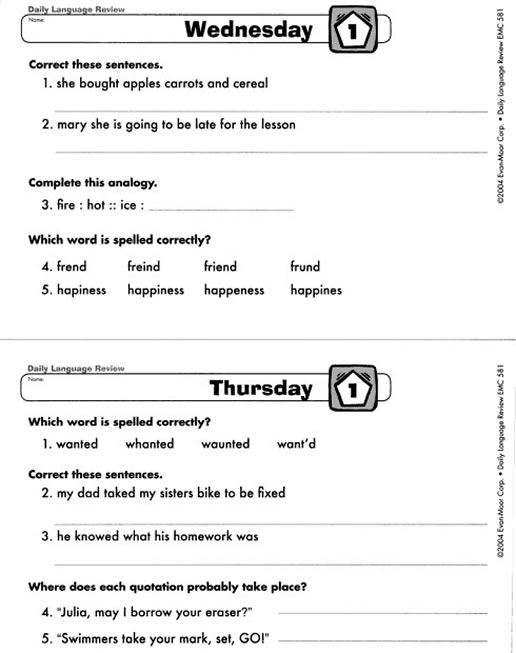 Daily Language Review Free Printables