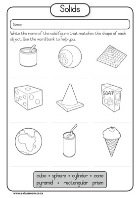 Geometric Solid Shapes Worksheets