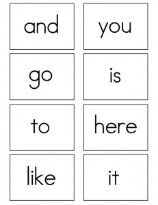 Kindergarten Sight Word Flash Cards