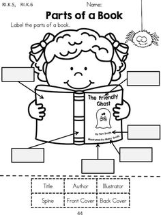 Label Parts of a Book Worksheet Kindergarten