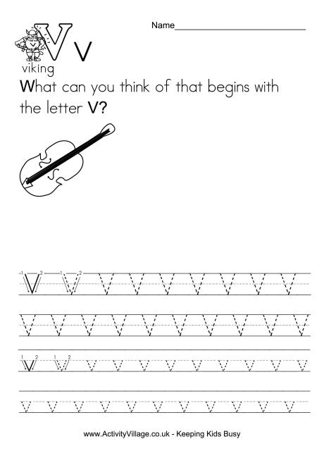 Letter V Handwriting Worksheets