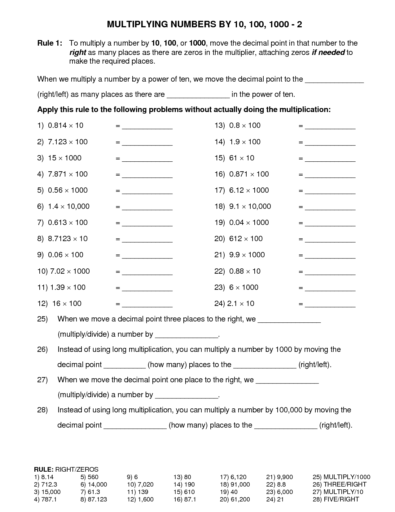 Write Numbers In Standard Form Worksheet