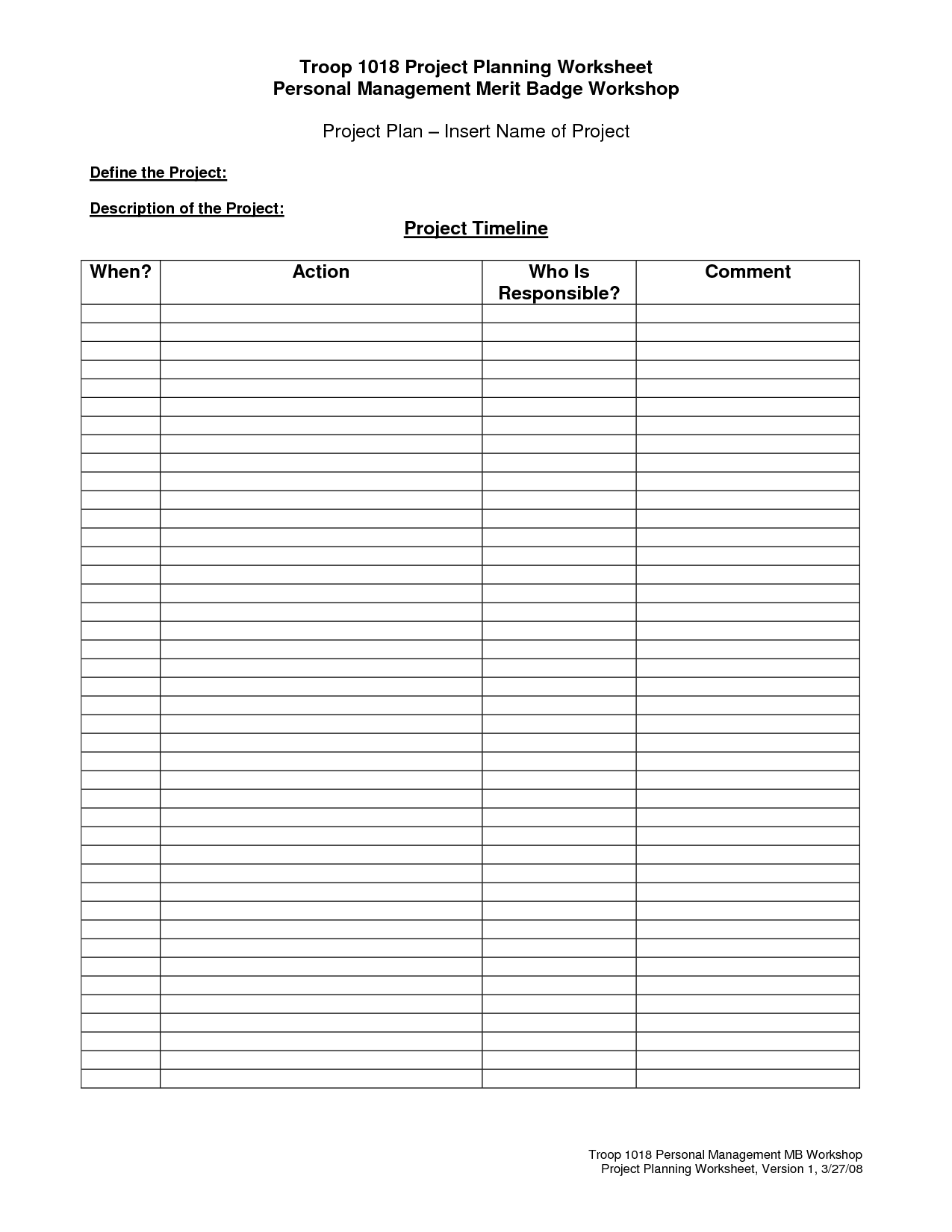 35 Boy Scouts Personal Management Worksheet - Worksheet Project List