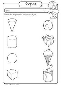 3D Shapes Kindergarten Worksheet