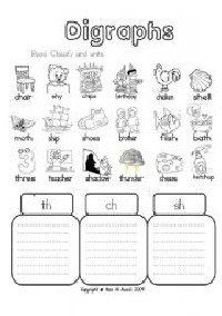 Free Sh CH Th Digraph Worksheets for Kindergarten