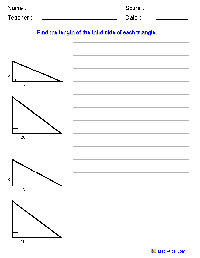 Simple Pythagorean Theorem Worksheets