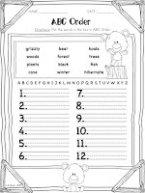 ABC Order Worksheets First Grade