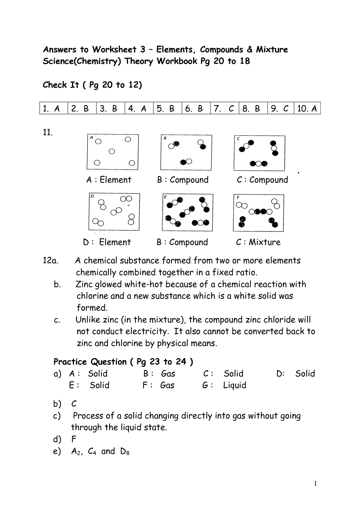 Counting Atoms And Elements Worksheet Answers