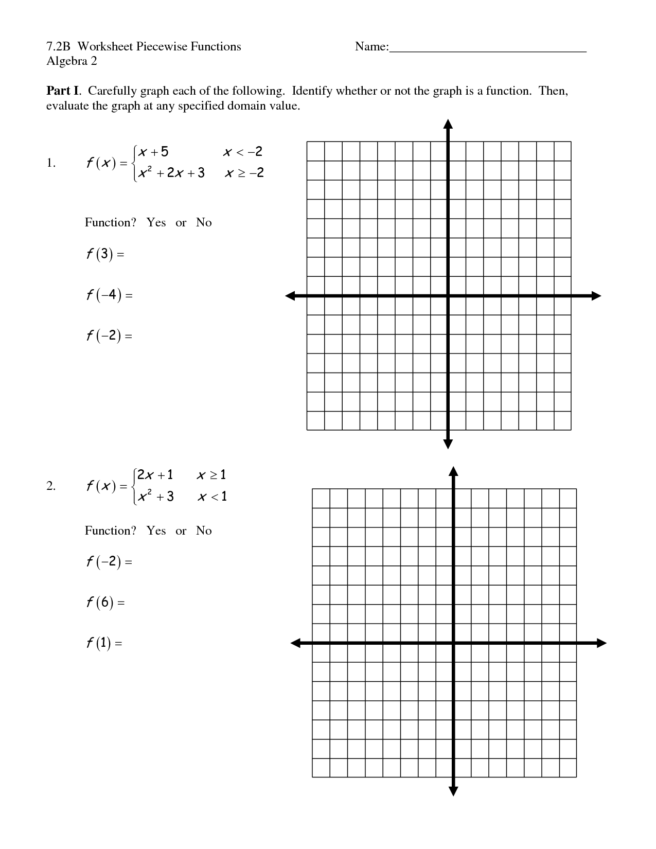 Functions And Their Graphs Worksheet Answers