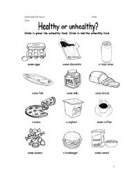 Healthy Food Choices Worksheets for Kids