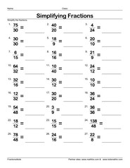 Simplifying Fractions Worksheets 5th Grade Math