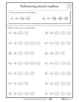 Subtracting Mixed Numbers Worksheets 5th Grade