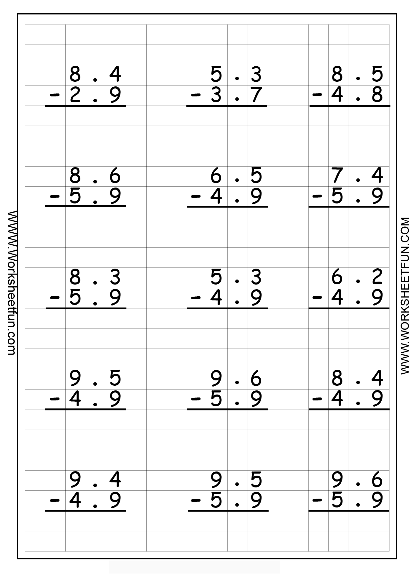 Subtraction with Regrouping Worksheets