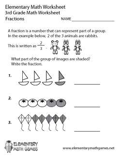 Third Grade Math Worksheets Fractions