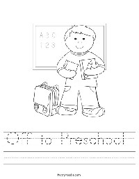 First Day of Preschool Worksheets