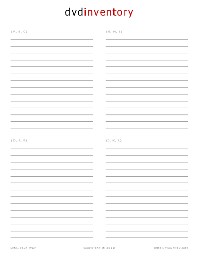 Free DVD Inventory Printable Sheets