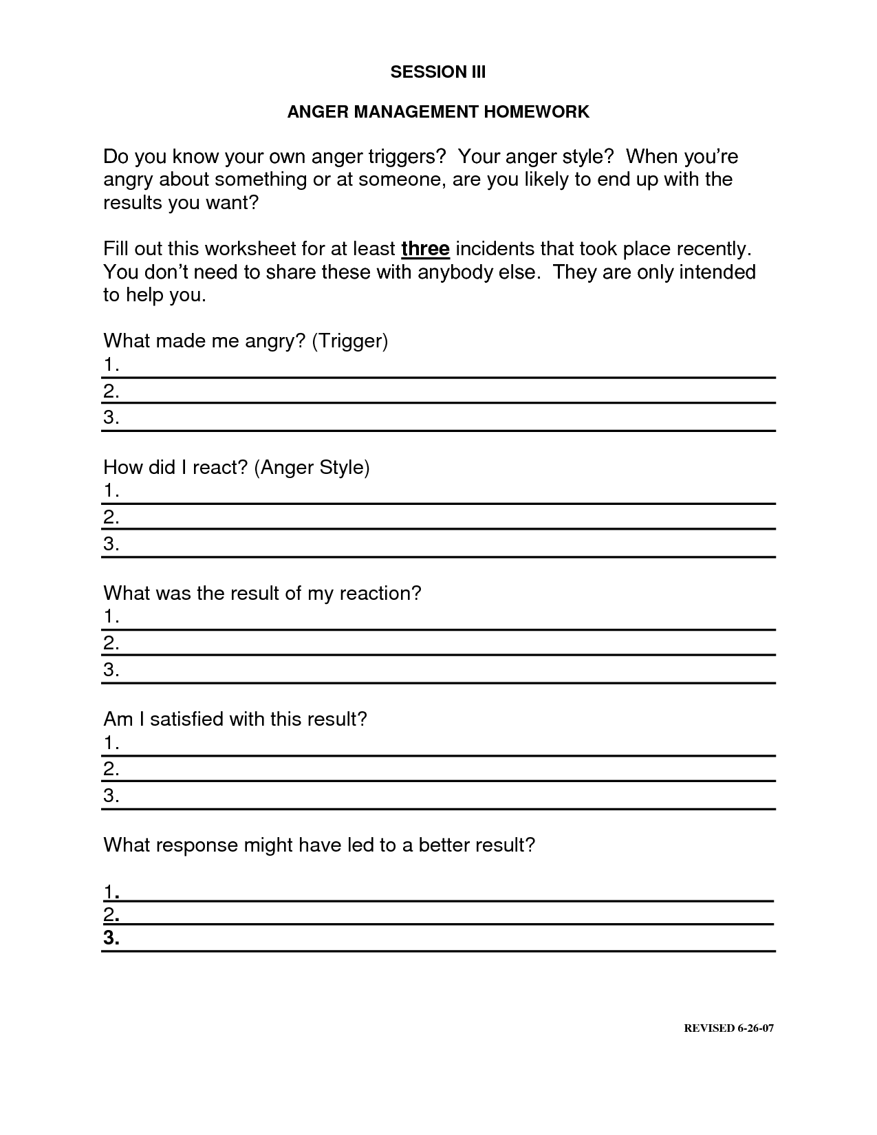 15 Best Images of Anger Worksheets For Teens Free Printable Anger