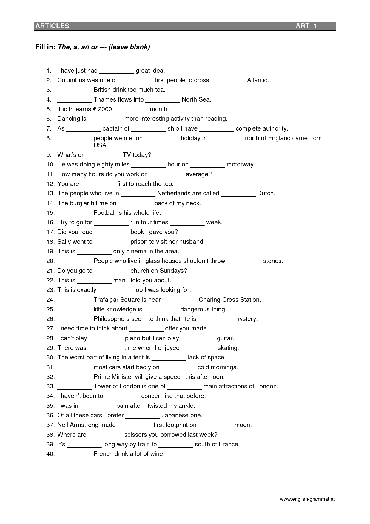 12 Best Images of ESL Grammar Worksheets Printable - English Grammar