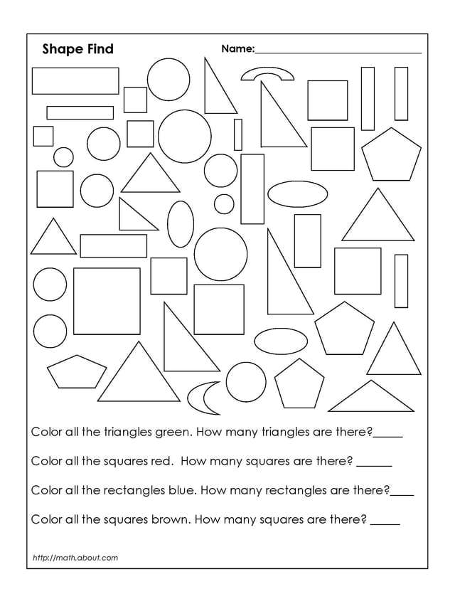Geometry Shapes Worksheets First Grade