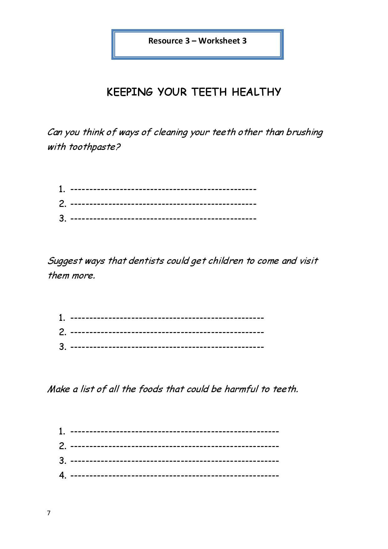 9 Best Images of Healthy Teeth Worksheets - Healthy Teeth Worksheet