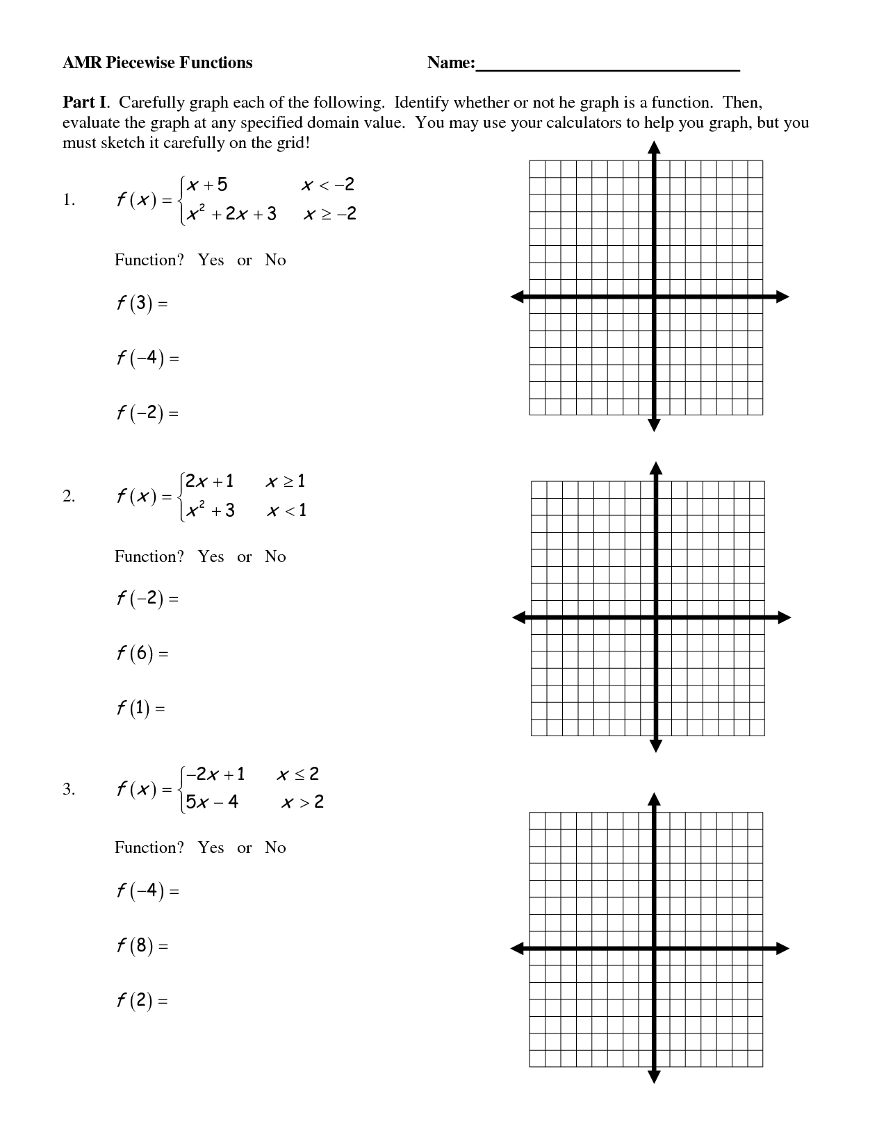 Algebra 1 Functions Worksheet