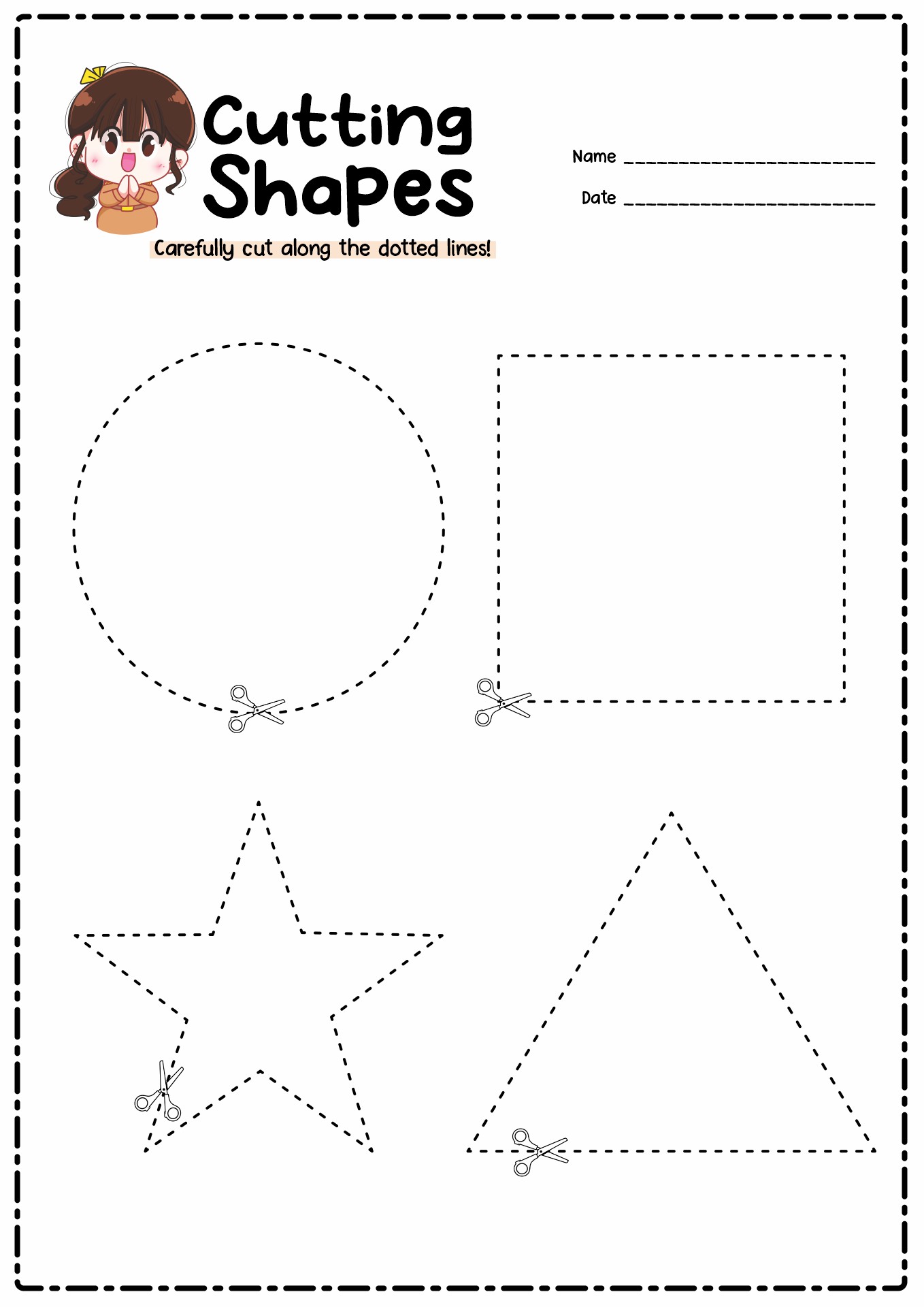 13 Best Images Of Preschool Worksheets Cutting Practice Tree Cut Out Shape Kindergarten