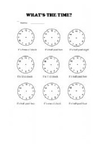 Times and Half Past O Clock Worksheet