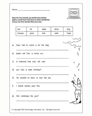 2nd Grade Sentences Worksheets