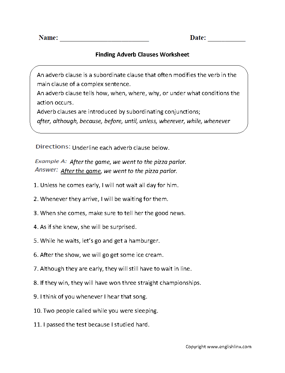 11 Best Images of Adverb Clauses Worksheets - Adverbs and Adjectives