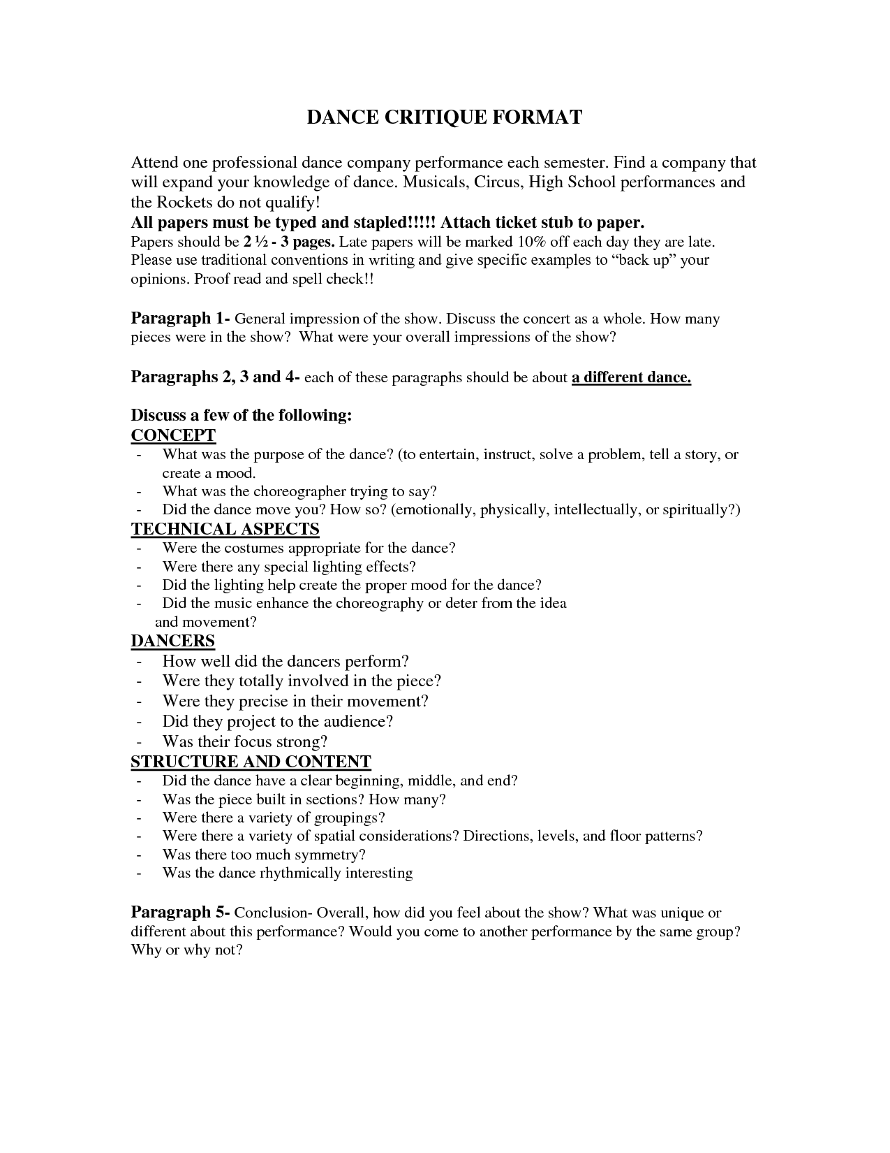 Dance critique essays Dance critique essays picture