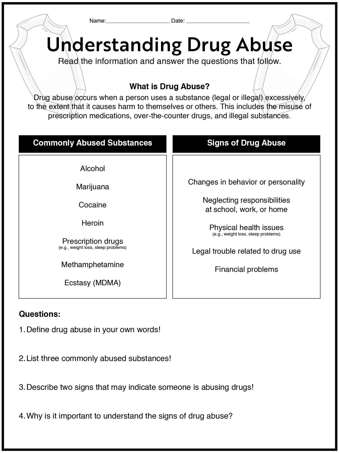 16 Best Images Of Free Printable Drug Worksheets Drug Addiction 