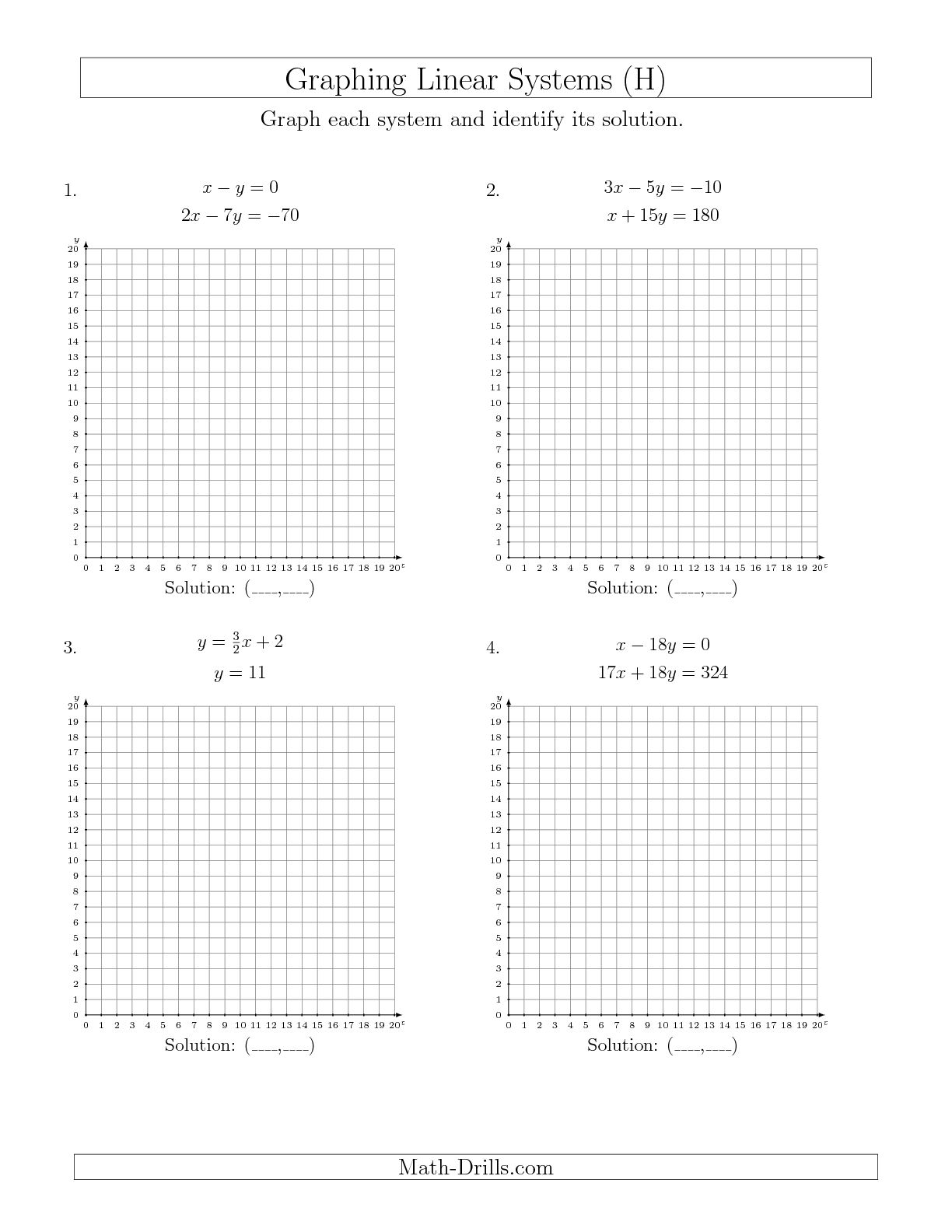 Graphing Linear Equations Worksheet Pdf