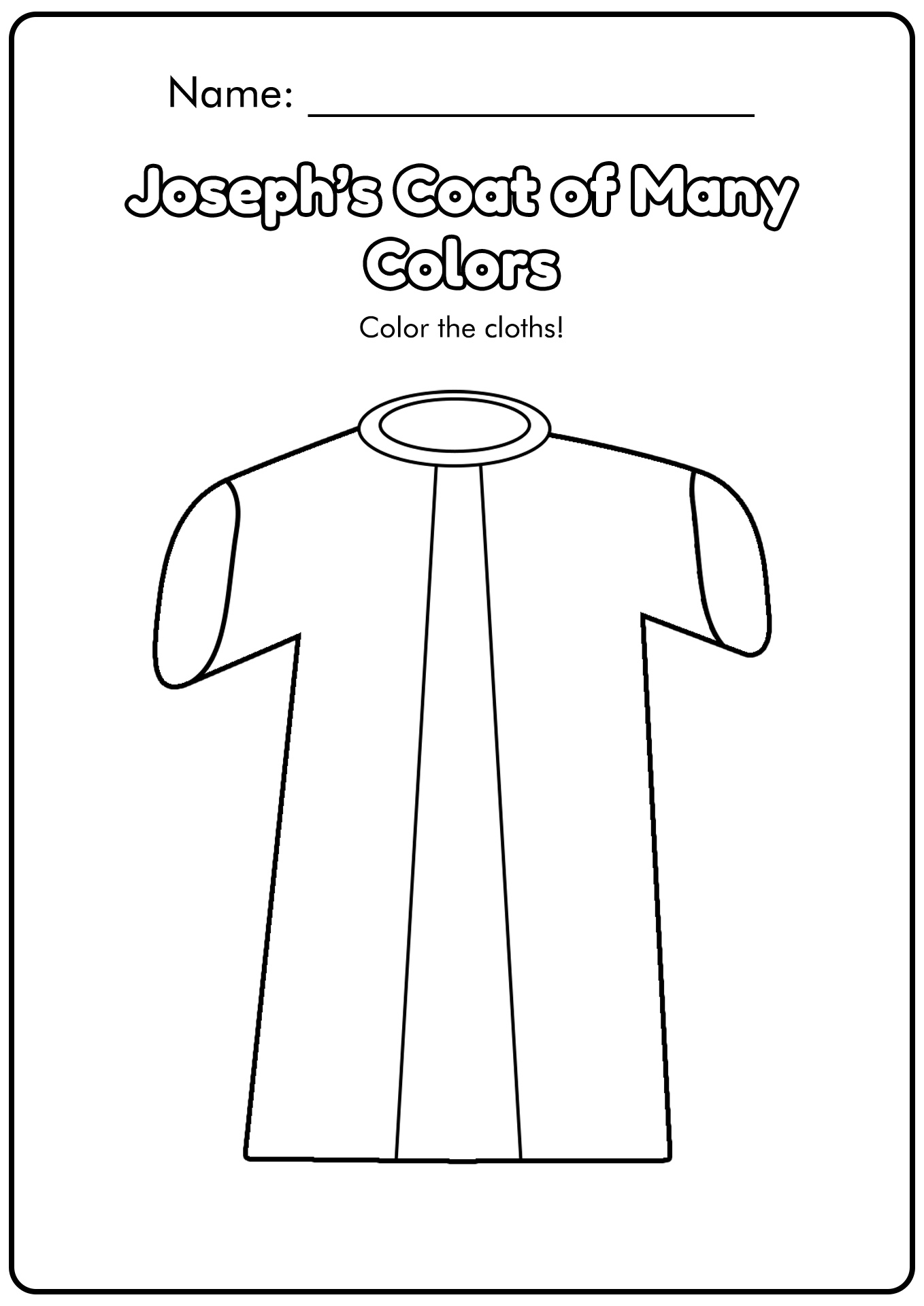 Joseph Coat Of Many Colors Worksheet Printable Word Searches