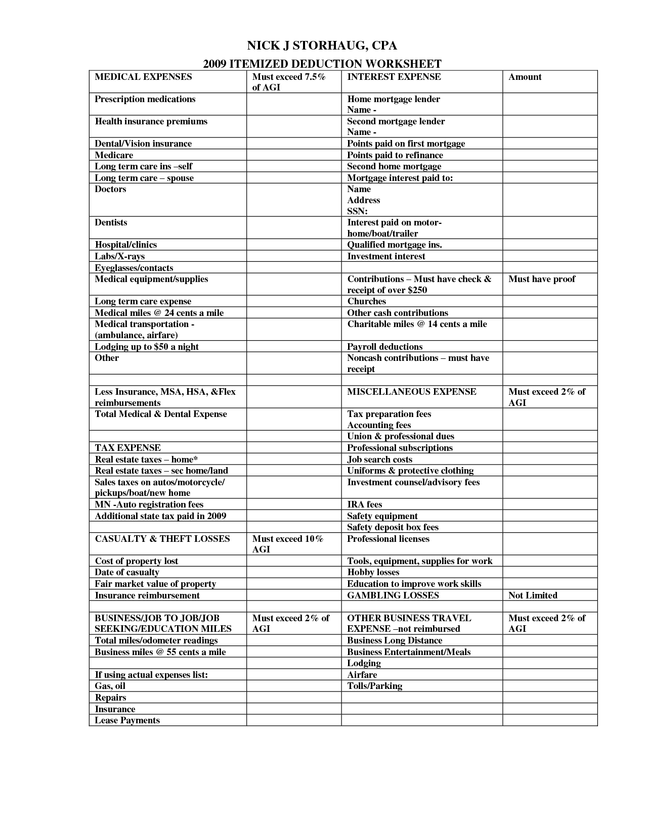 12 Best Images of Tax Deduction Worksheet 2014 - Tax Itemized Deduction