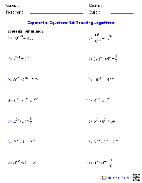 Exponential Functions and Equations Worksheet