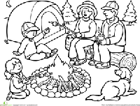 Family Camping Coloring Page