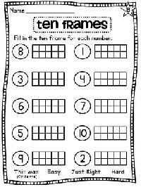 First Grade Ten Frame Worksheets