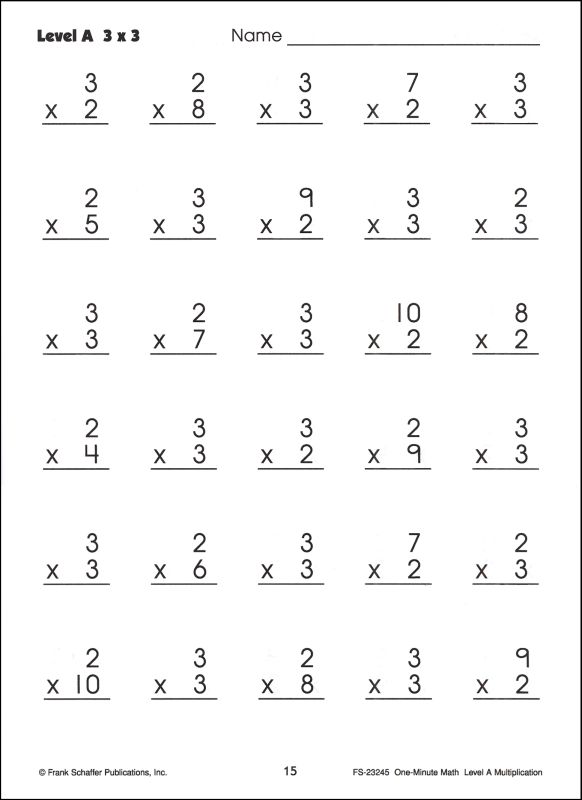 1 Minute Math Drills Multiplication