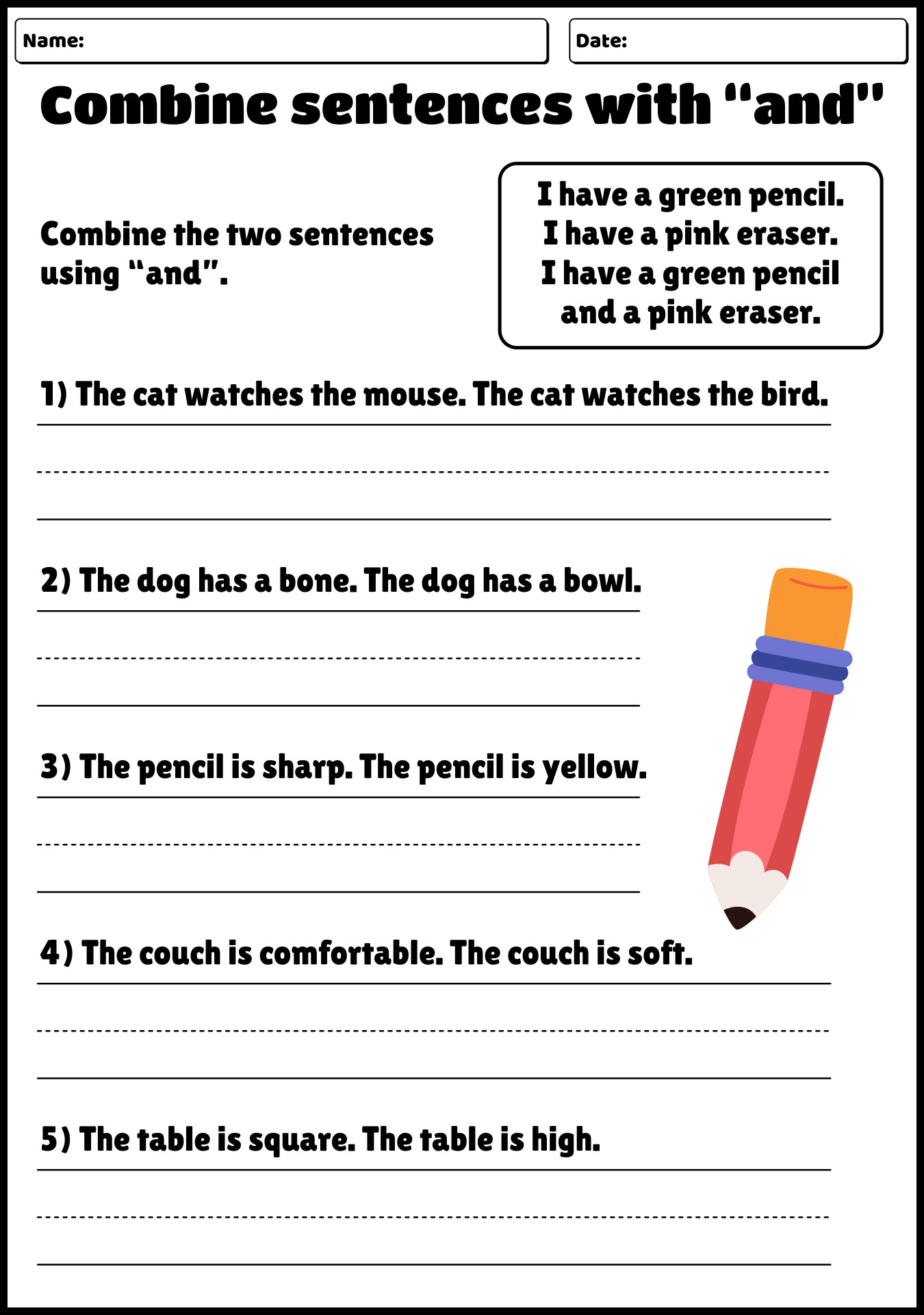 Grammar Main Sentences Worksheets