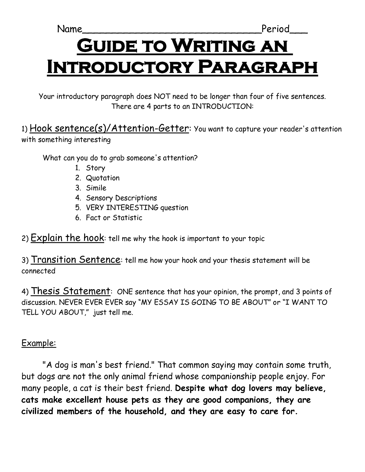 Good introduction for essay
