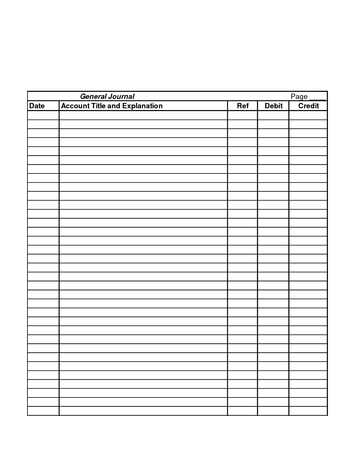 Blank Journal Entry Template Free Printable