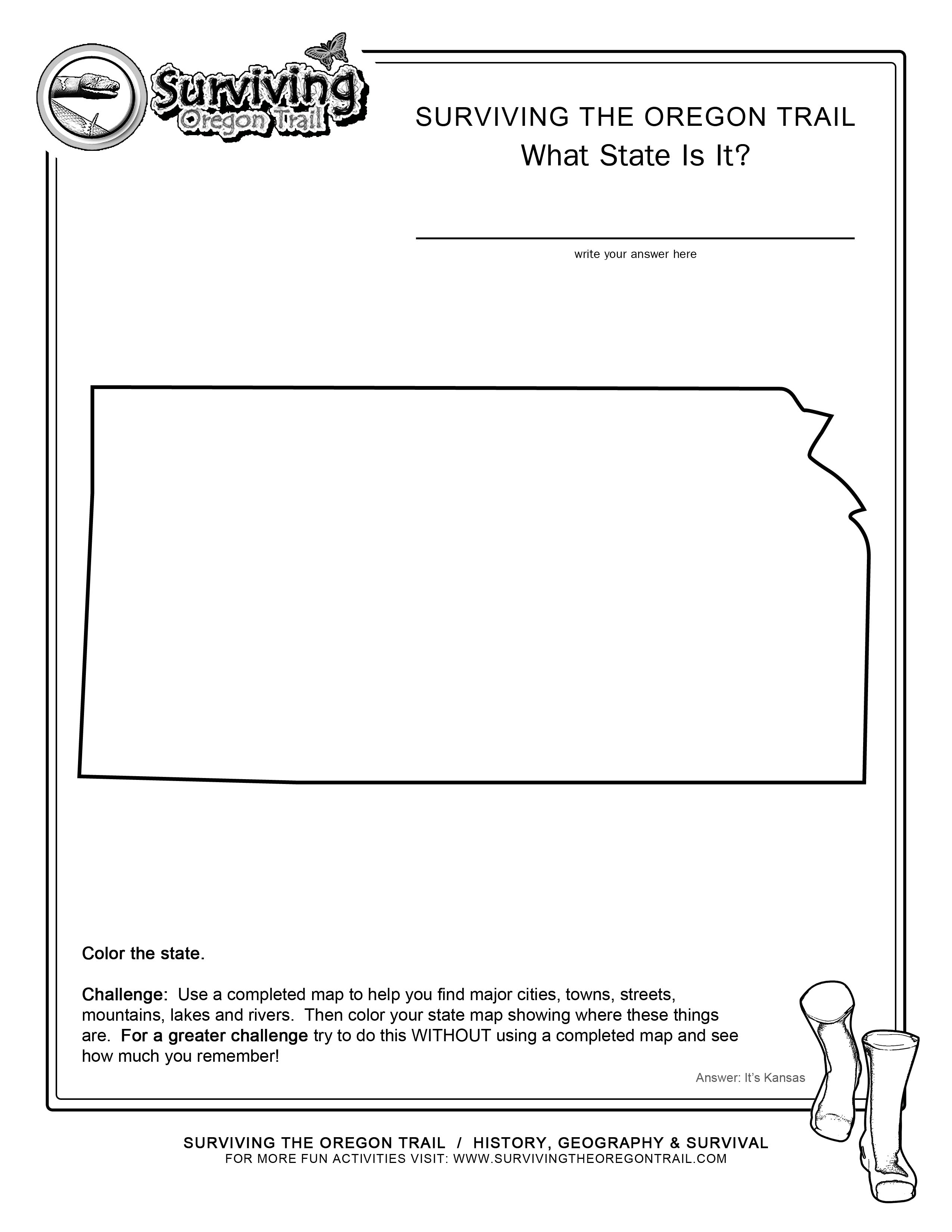 Kids Worksheets State of Kansas