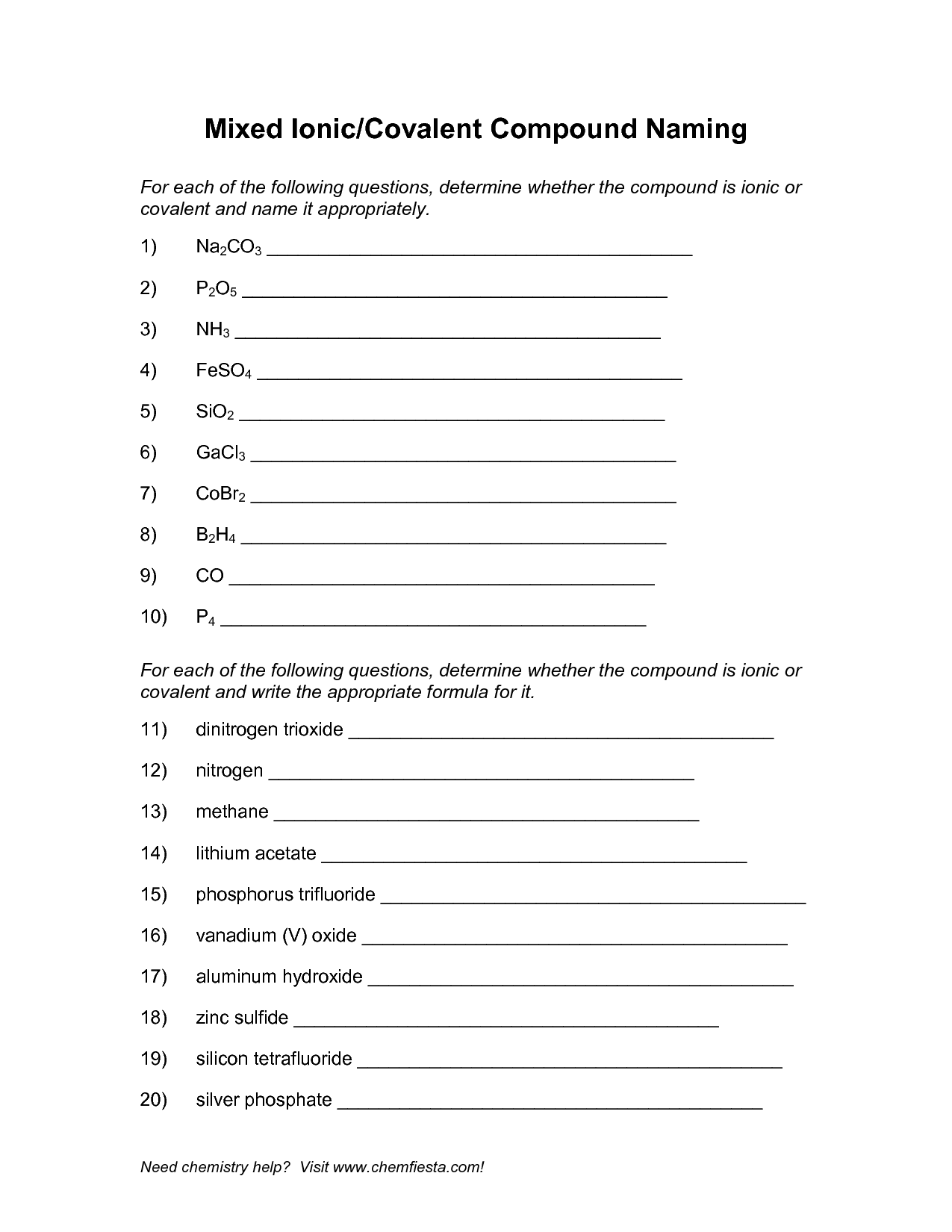 14 Best Images of Naming Compounds Worksheet With Answers  Naming Ionic Compounds Worksheet 